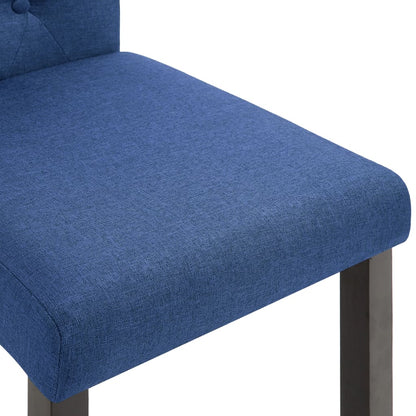 Dining Chair Set of 4 Blue Fabric and Rubber wood Medium