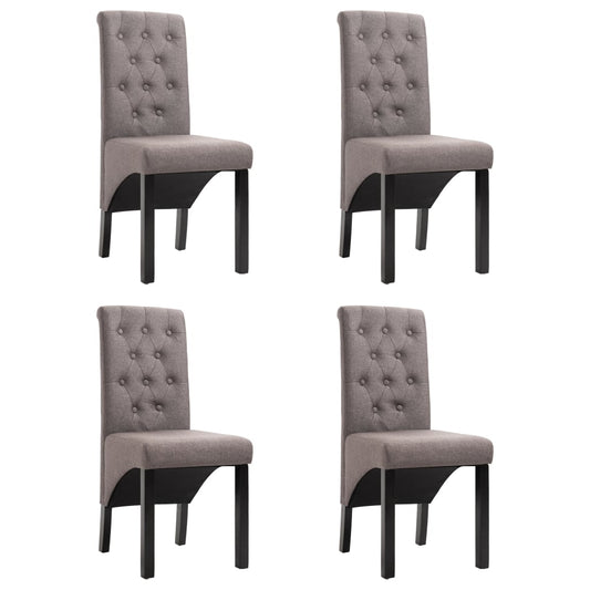 Dining Chair Set of 4 Taupe Fabric, Rubber wood Standard