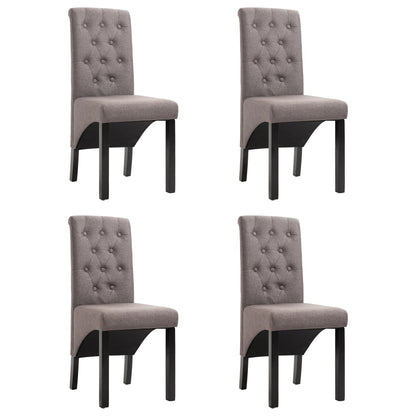 Dining Chair Set of 4 Taupe Fabric, Rubber wood Standard