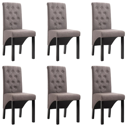 Dining Chair Set of 6 Taupe Fabric, Rubber wood Standard size