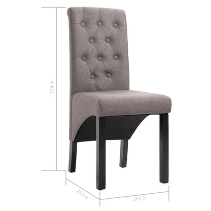 Dining Chair Set of 6 Taupe Fabric, Rubber wood Standard size