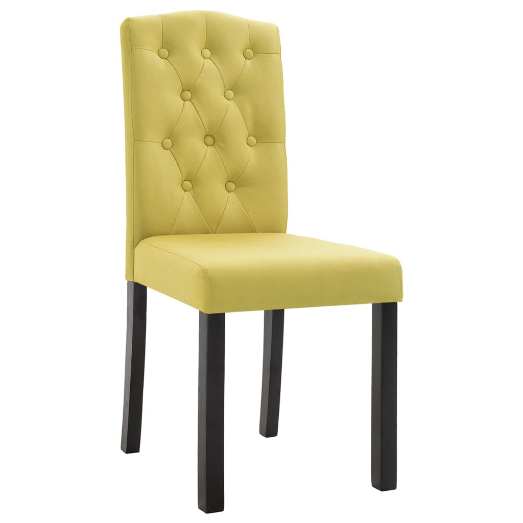 Dining Chair Set of 6 Green Fabric and Solid Rubber Wood Standard