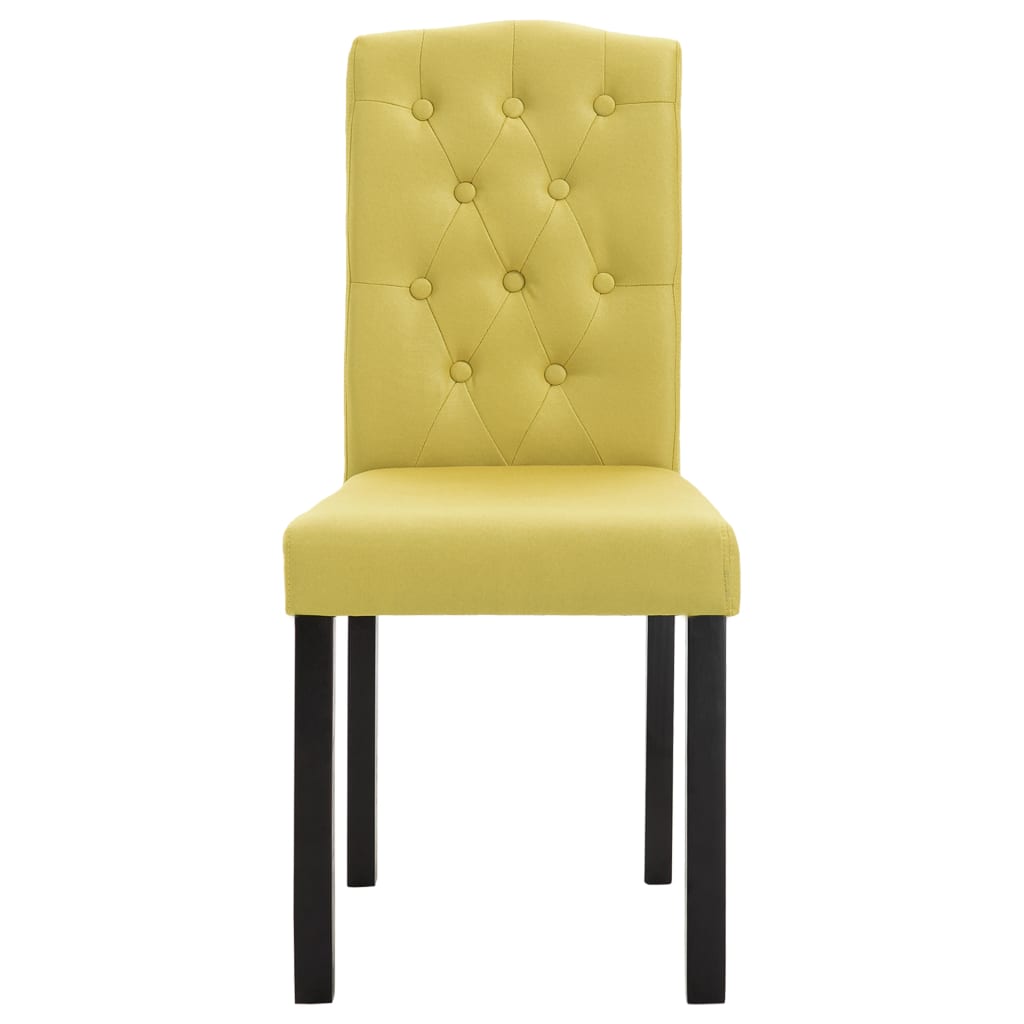Dining Chair Set of 6 Green Fabric and Solid Rubber Wood Standard