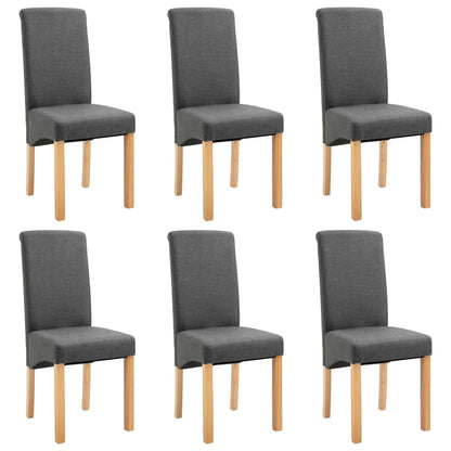 Dining Chair Set of 6 Gray Fabric and wood Standard Ergonomic