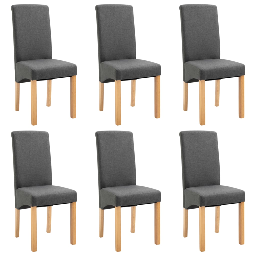 Dining Chair Set of 6 Gray Fabric and wood Standard Ergonomic
