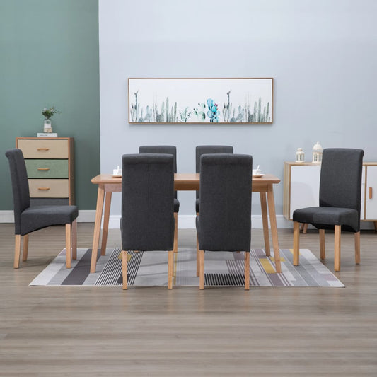 Dining Chair Set of 6 Gray Fabric and wood Standard Ergonomic