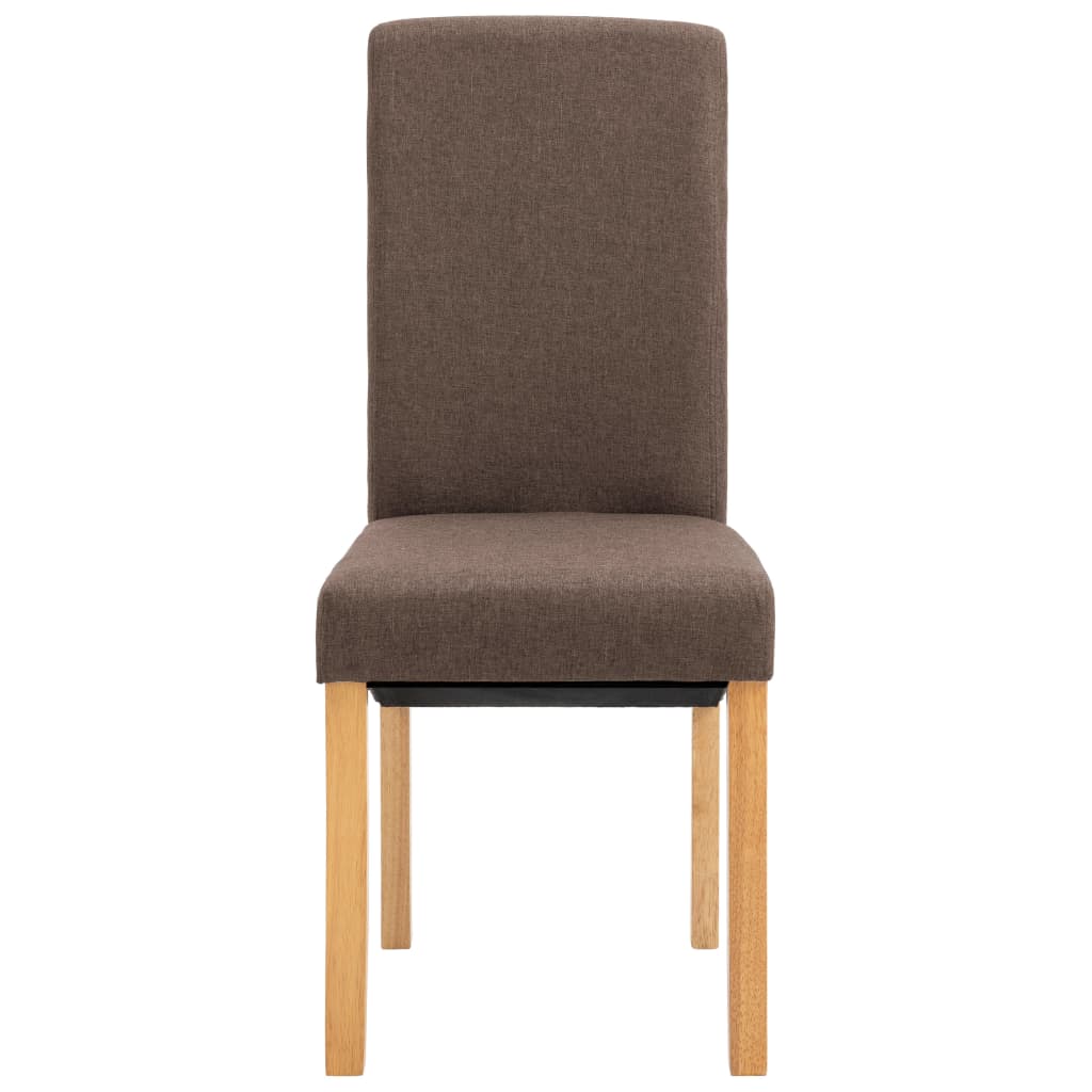 Dining Chair Set of 6 Brown Fabric, Wood Ergonomic Dining Chair