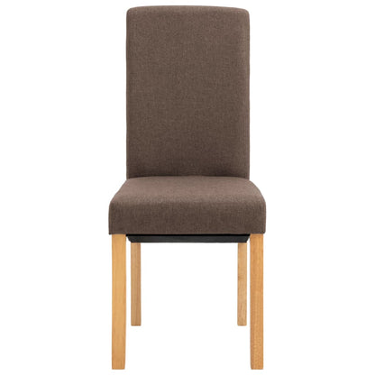 Dining Chair Set of 6 Brown Fabric, Wood Ergonomic Dining Chair