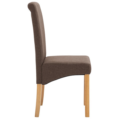 Dining Chair Set of 6 Brown Fabric, Wood Ergonomic Dining Chair