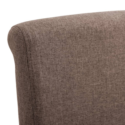 Dining Chair Set of 6 Brown Fabric, Wood Ergonomic Dining Chair