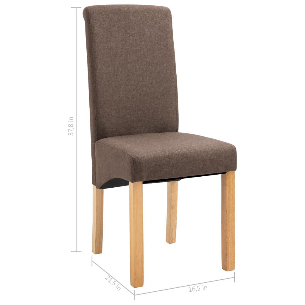 Dining Chair Set of 6 Brown Fabric, Wood Ergonomic Dining Chair