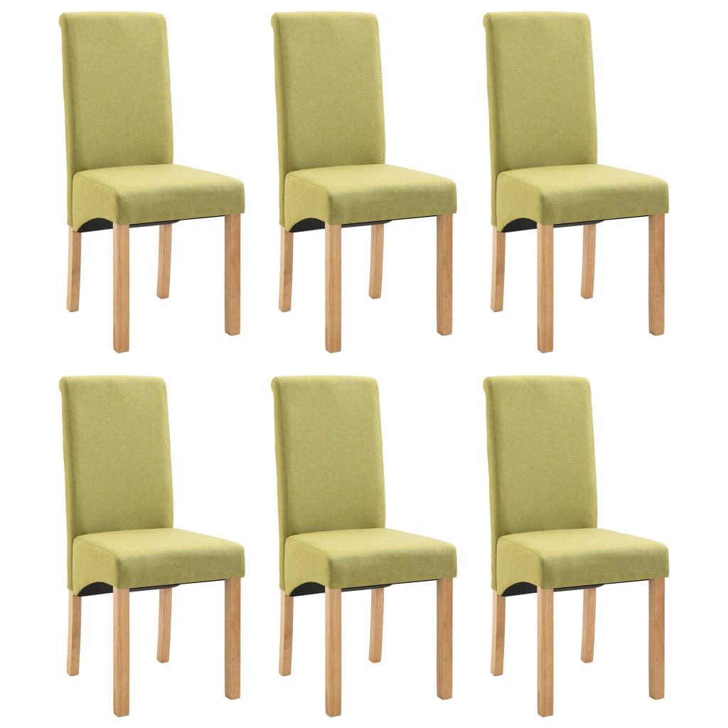 Dining Chair Set of 6 Green Fabric and wooden frame Standard