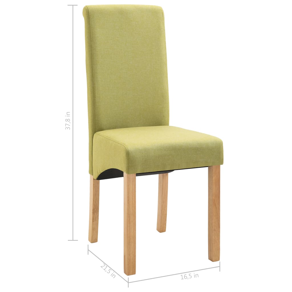 Dining Chair Set of 6 Green Fabric and wooden frame Standard