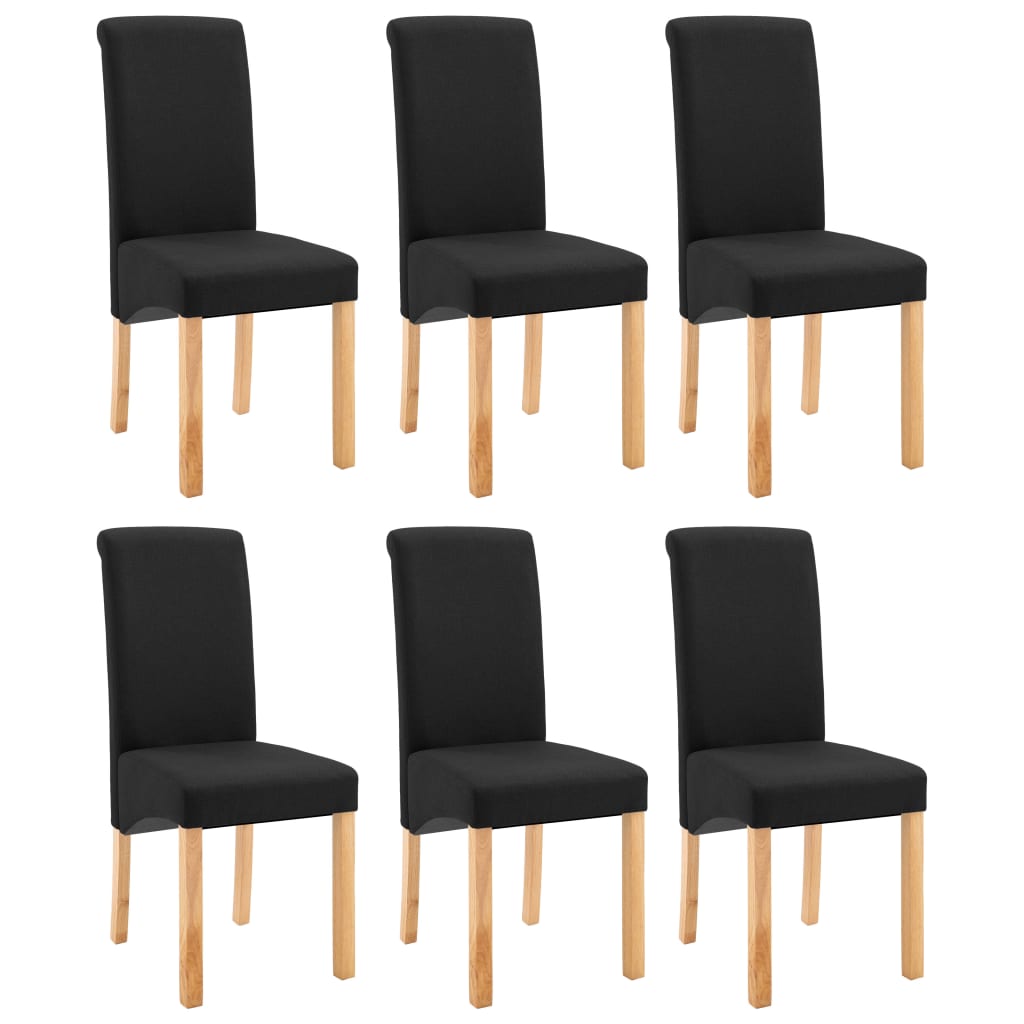 Dining Chair Set of 6 Black Fabric and wooden frame Standard