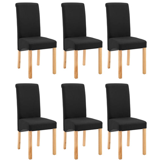 Dining Chair Set of 6 Black Fabric and wooden frame Standard