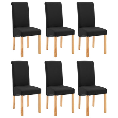 Dining Chair Set of 6 Black Fabric and wooden frame Standard