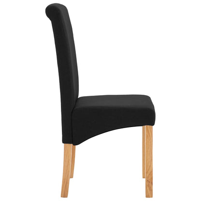 Dining Chair Set of 6 Black Fabric and wooden frame Standard