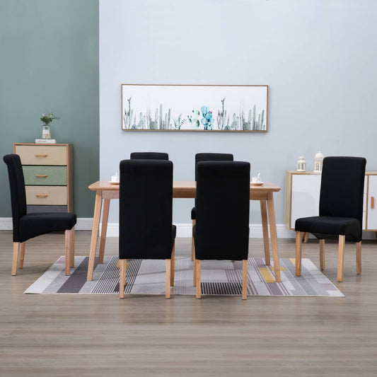 Dining Chair Set of 6 Black Fabric and wooden frame Standard