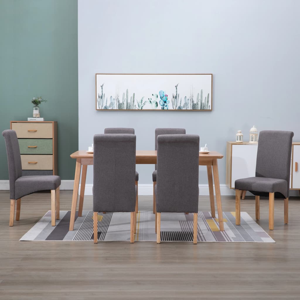 Dining Chairs 6 pcs Taupe Fabric