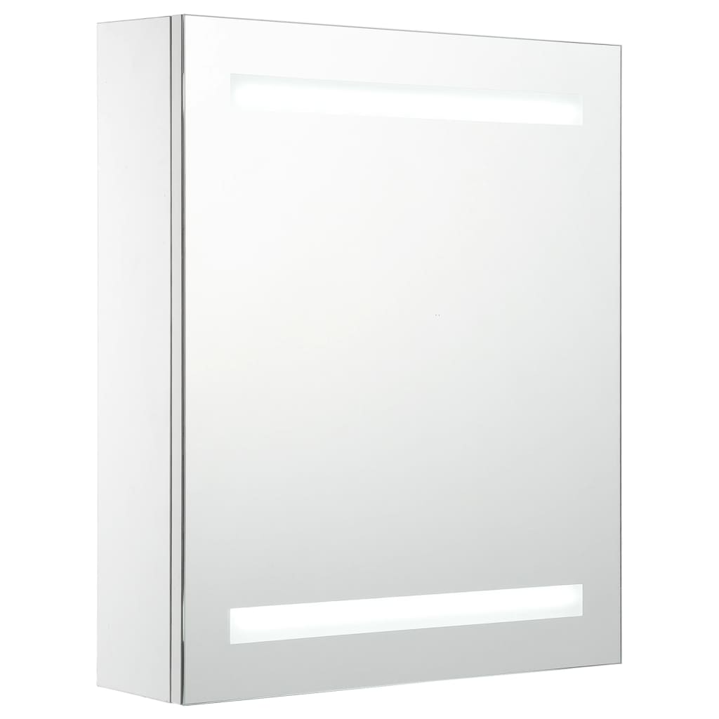 Bathroom Cabinet White, Silver MDF, Glass 19.7 x 5.3 x 23.6 in