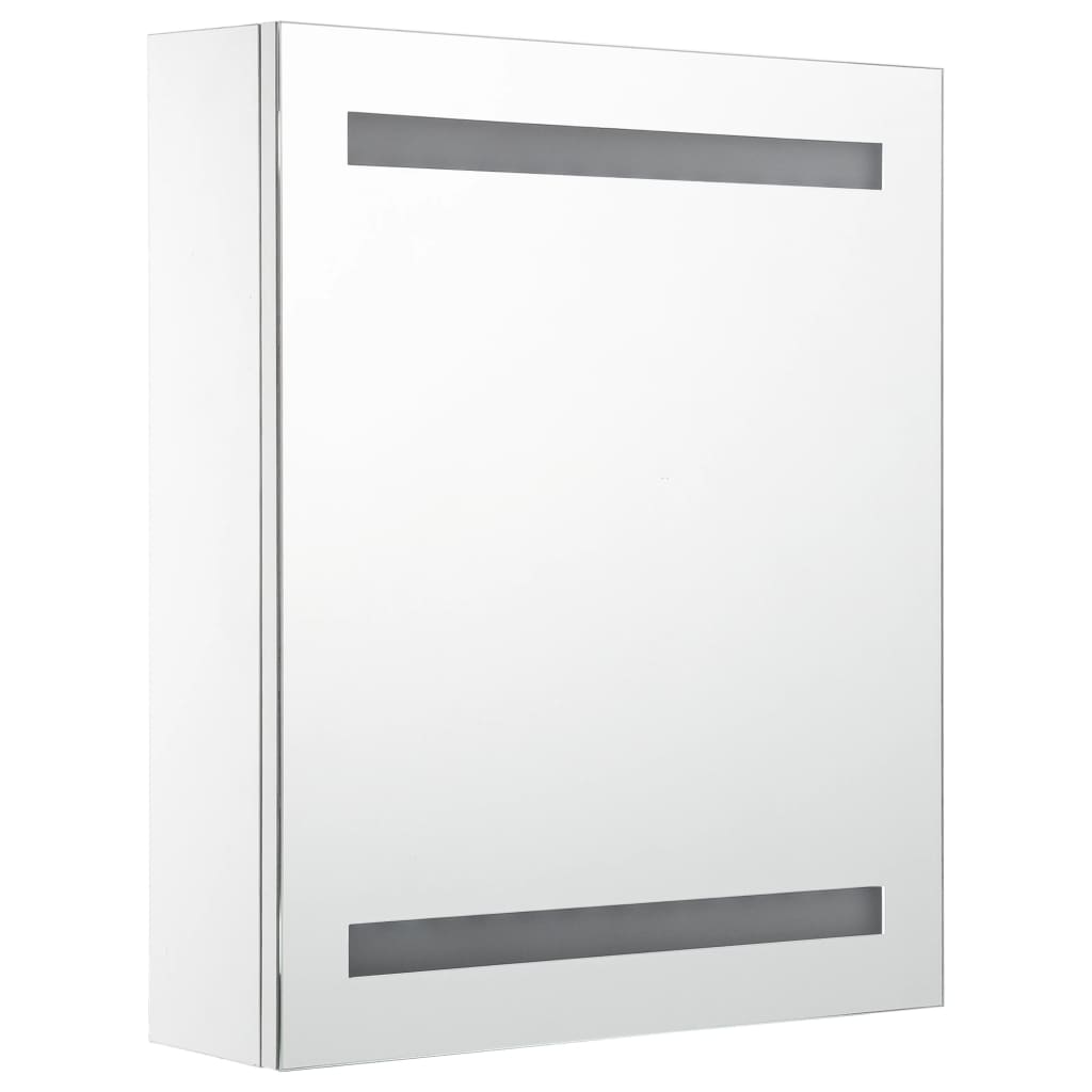 Bathroom Cabinet White, Silver MDF, Glass 19.7 x 5.3 x 23.6 in