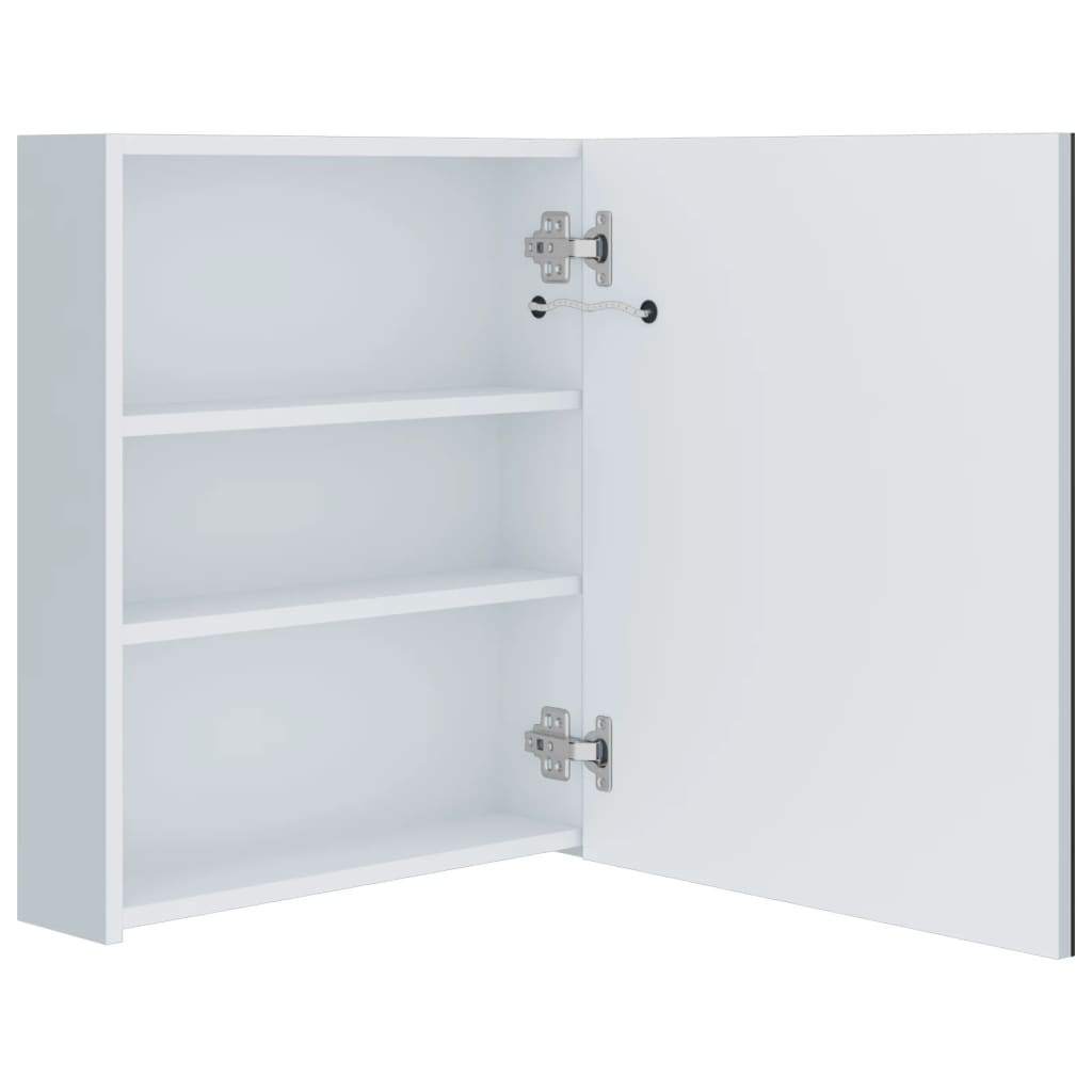 Bathroom Cabinet White, Silver MDF, Glass 19.7 x 5.3 x 23.6 in