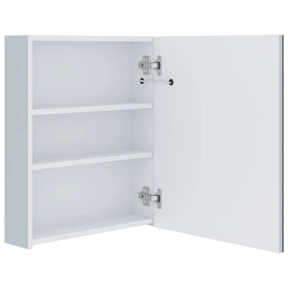 Bathroom Cabinet White, Silver MDF, Glass 19.7 x 5.3 x 23.6 in
