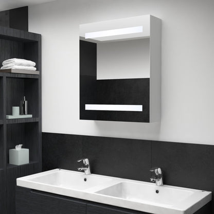 Bathroom Cabinet White, Silver MDF, Glass 19.7 x 5.3 x 23.6 in