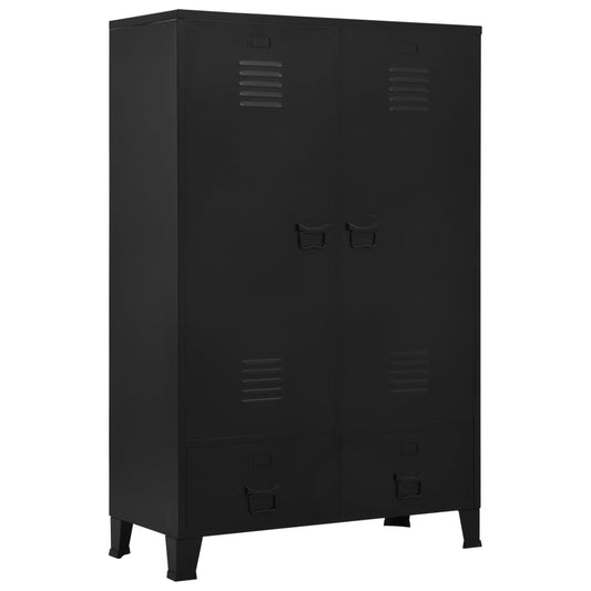 Wardrobe Black Steel, Plastic Compact Wardrobe Rectangular
