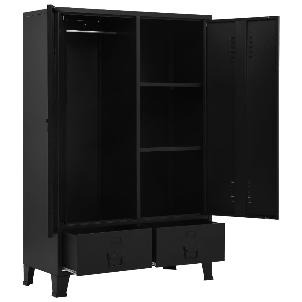 Wardrobe Black Steel, Plastic Compact Wardrobe Rectangular