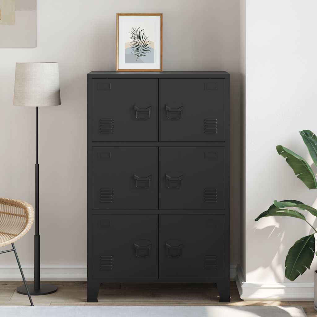 Storage Chest Black Steel, Plastic Medium Storage Chest