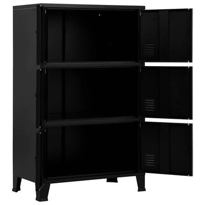 Storage Chest Black Steel, Plastic Medium Storage Chest