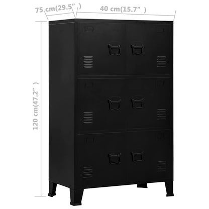 Storage Chest Black Steel, Plastic Medium Storage Chest