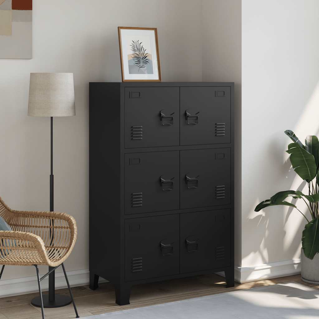 Storage Chest Black Steel, Plastic Medium Storage Chest