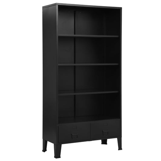Bookshelf Black Steel Storage Bookshelf Rectangular