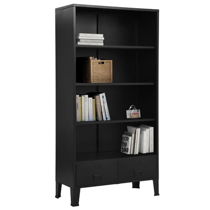 Bookshelf Black Steel Storage Bookshelf Rectangular