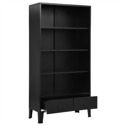 Bookshelf Black Steel Storage Bookshelf Rectangular
