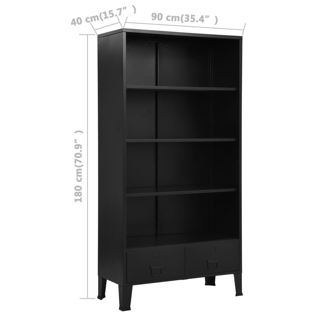 Bookshelf Black Steel Storage Bookshelf Rectangular