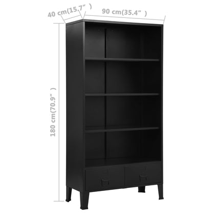 Bookshelf Black Steel Storage Bookshelf Rectangular