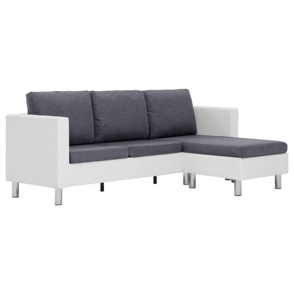 Sofa White Faux Leather, Polyester, Wooden Slats, Chrome-Plated Iron