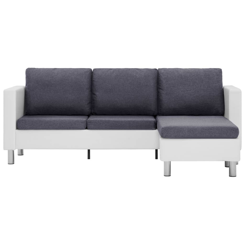 Sofa White Faux Leather, Polyester, Wooden Slats, Chrome-Plated Iron