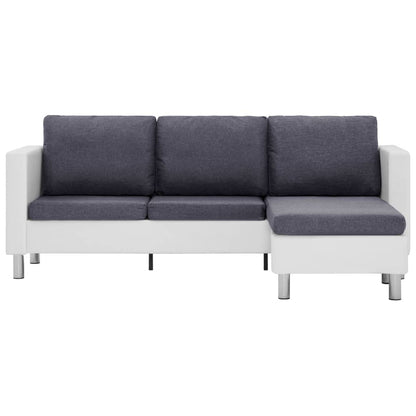Sofa White Faux Leather, Polyester, Wooden Slats, Chrome-Plated Iron