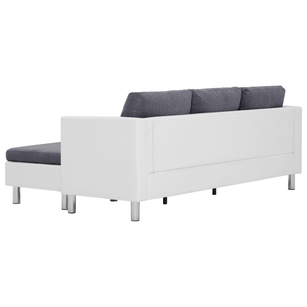 Sofa White Faux Leather, Polyester, Wooden Slats, Chrome-Plated Iron