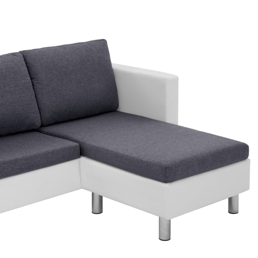 Sofa White Faux Leather, Polyester, Wooden Slats, Chrome-Plated Iron