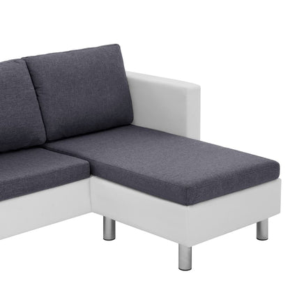 Sofa White Faux Leather, Polyester, Wooden Slats, Chrome-Plated Iron