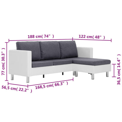 Sofa White Faux Leather, Polyester, Wooden Slats, Chrome-Plated Iron