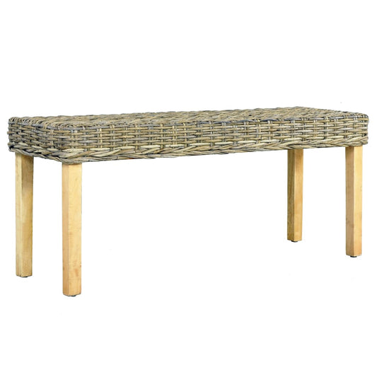 Bench Natural Natural Kubu Rattan, Solid Mango Wood Medium