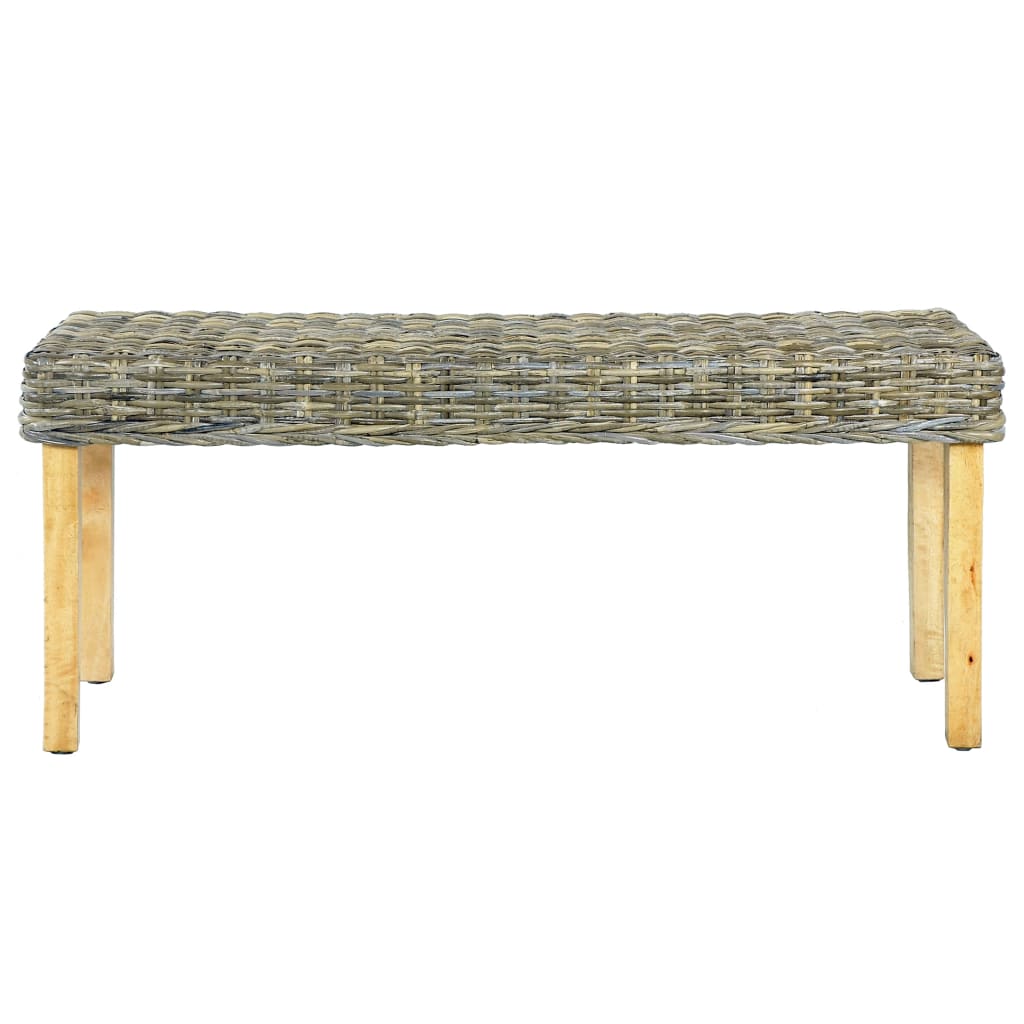 Bench Natural Natural Kubu Rattan, Solid Mango Wood Medium