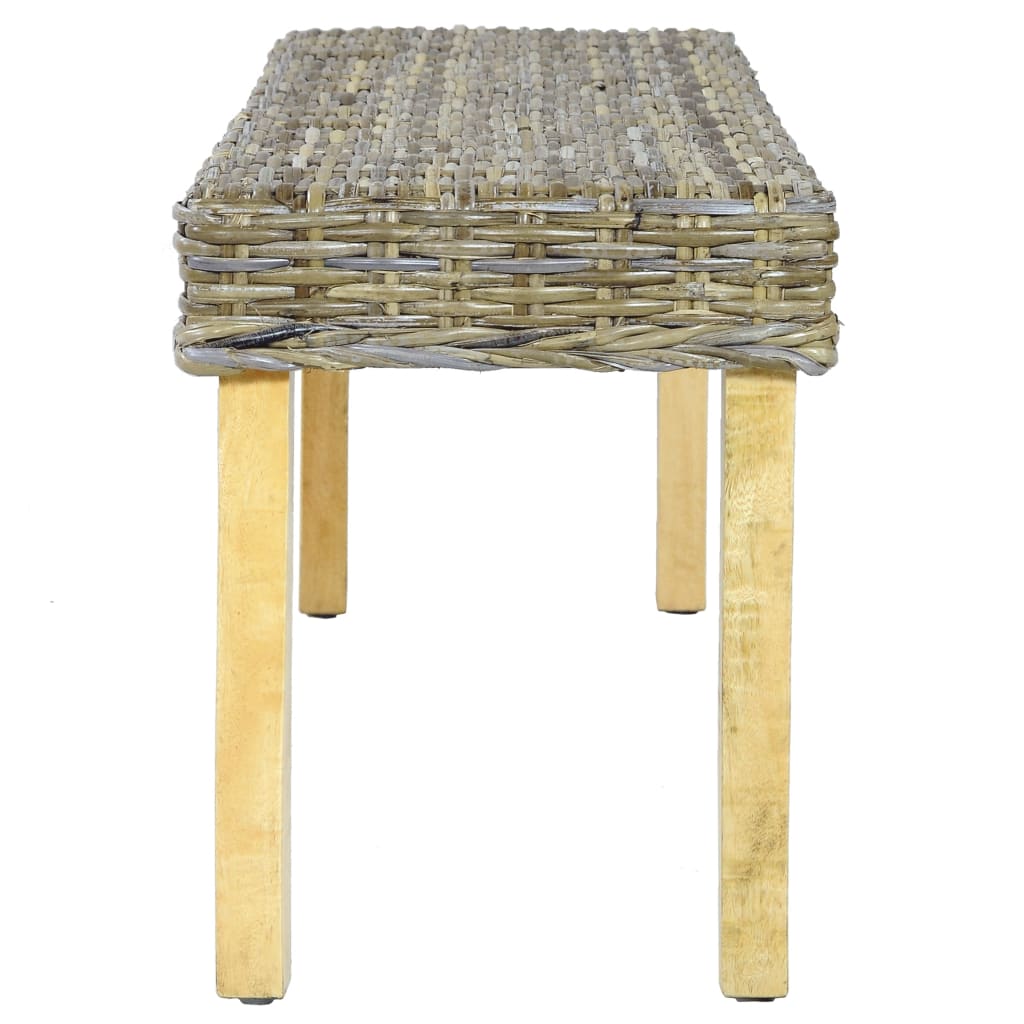 Bench Natural Natural Kubu Rattan, Solid Mango Wood Medium
