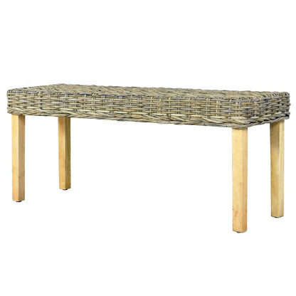 Bench Natural Natural Kubu Rattan, Solid Mango Wood Medium